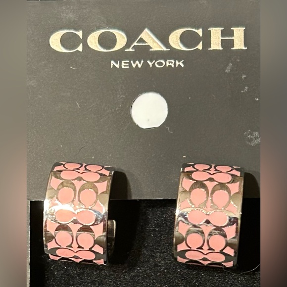 Coach Jewelry - COACH NEW pink pierced hoop earrings